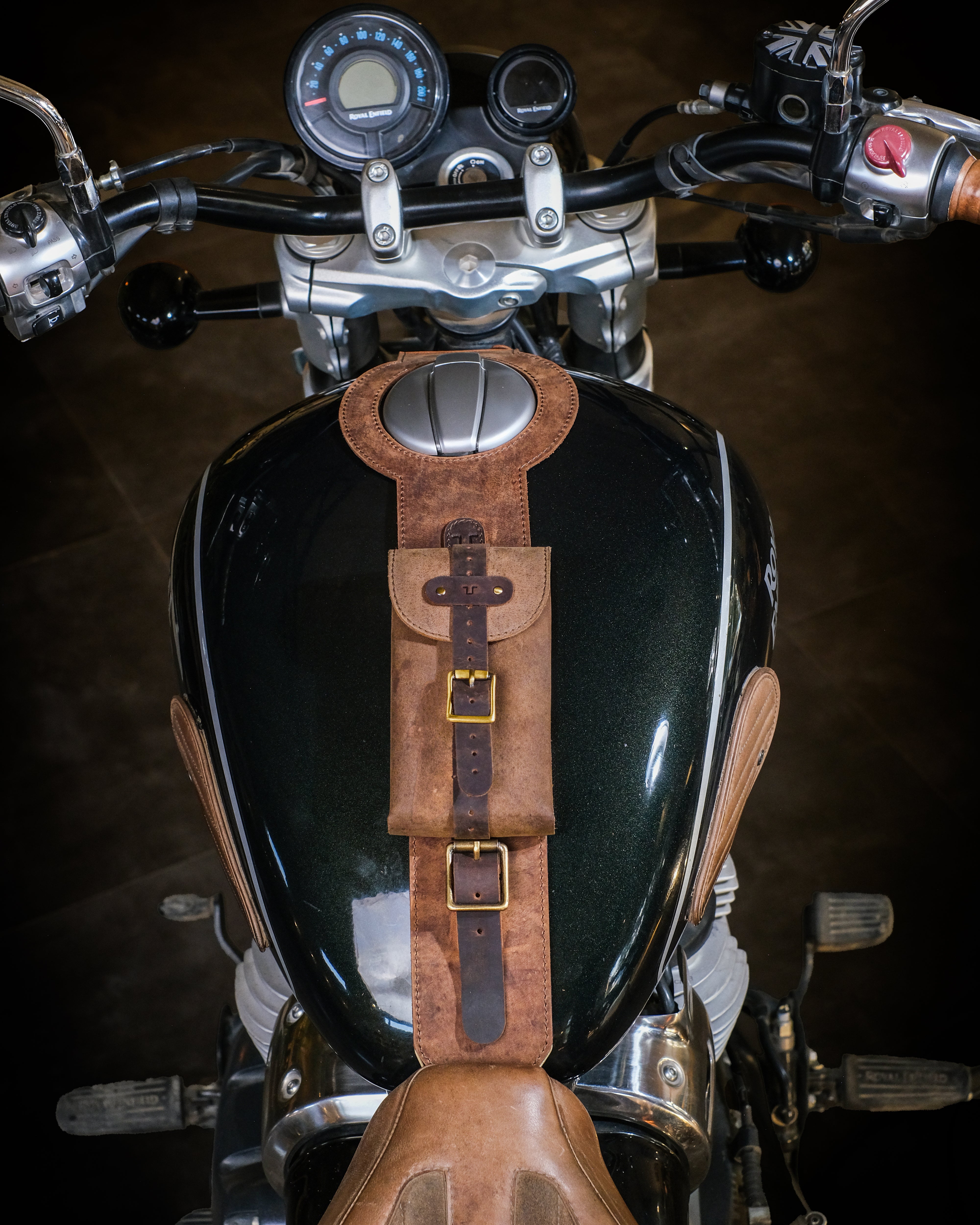 Trip Machine Tank Strap – SM650 / Shotgun / Classic 650 – Available at GearUp Mods Bangalore